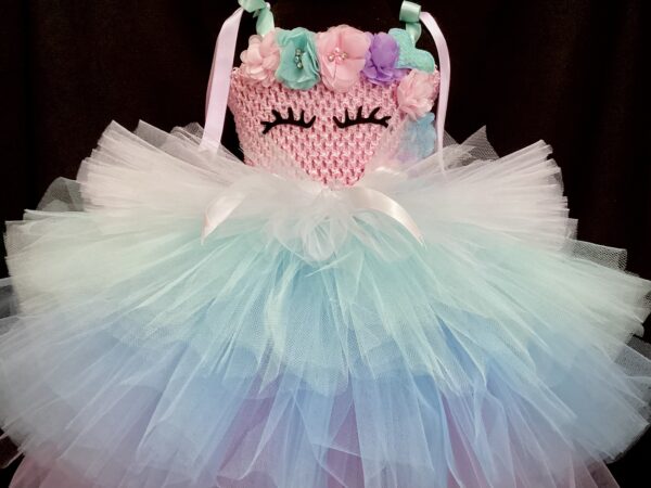 CUSTOM MADE Girls Tutu Dress - 4-Layer extra fluffy Unicorn Floral Tutu Dress SIZE: FITS 3-4YRS - Image 3