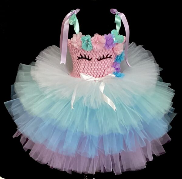 CUSTOM MADE Girls Tutu Dress - 4-Layer extra fluffy Unicorn Floral Tutu Dress SIZE: FITS 3-4YRS - Image 2