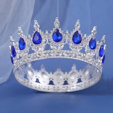 Royal Queen Rhinestone Crown - SILVER BLUE - Image 2
