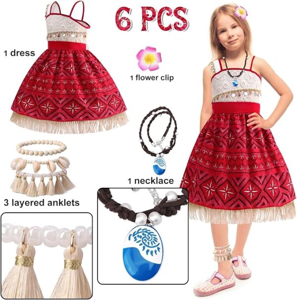 Polynesia Princess Moana Dress for Kids with Accessories - Image 5