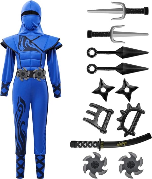 HALLOWEEN - BOY Blue Black Blue Stealth Ninja Teen Costume SIZE XLARGE(12-14) - Image 4