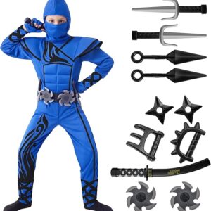 HALLOWEEN - BOY Blue Black Blue Stealth Ninja Teen Costume SIZE XLARGE(12-14)