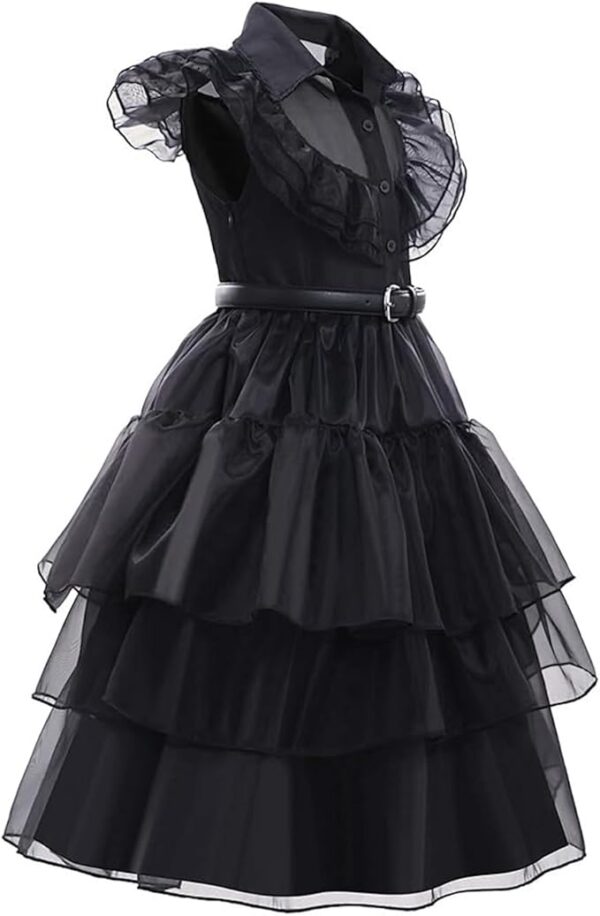 HALLOWEEN - Girls Deluxe WEDNESDAY-BLACK DRESS WITH ACCESSORIES - Image 2