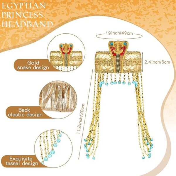 CLEOPATRA EGYPTIAN SNAKE BEADED HEADBAND - Image 2