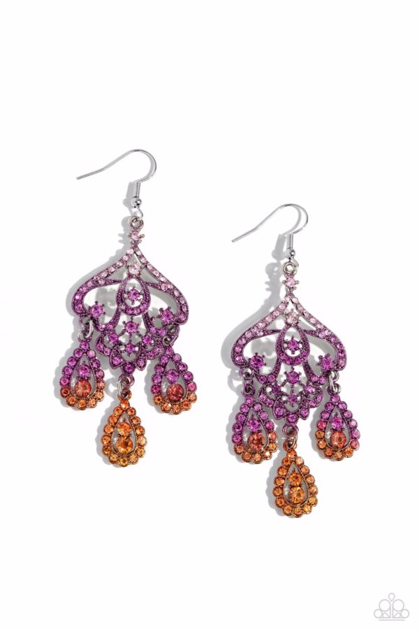 EARRINGS – Chandelier Command - Multi Pink/Orange - Image 3