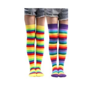 SOCKS - Over Knee Striped - Colorful Rainbow Striped Long Socks