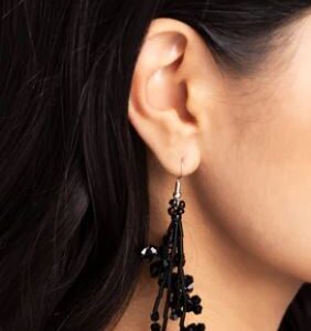 EARRINGS – Petaled Precipitation - Black