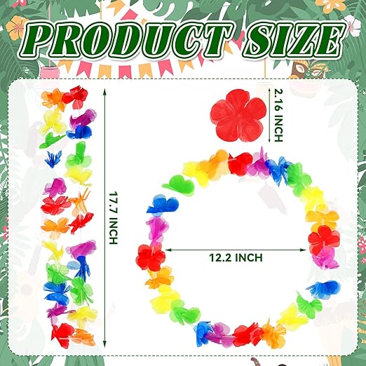 Hawaiian Floral Leis - Rainbow Tropical Hawaiian Flower Necklaces Luau Leis - Image 4