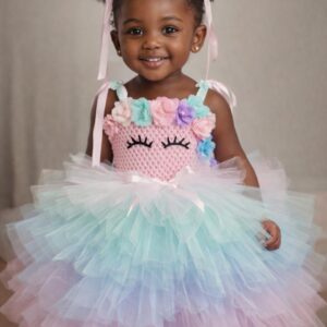 CUSTOM MADE Girls Tutu Dress - 4-Layer extra fluffy Unicorn Floral Tutu Dress SIZE: FITS 3-4YRS