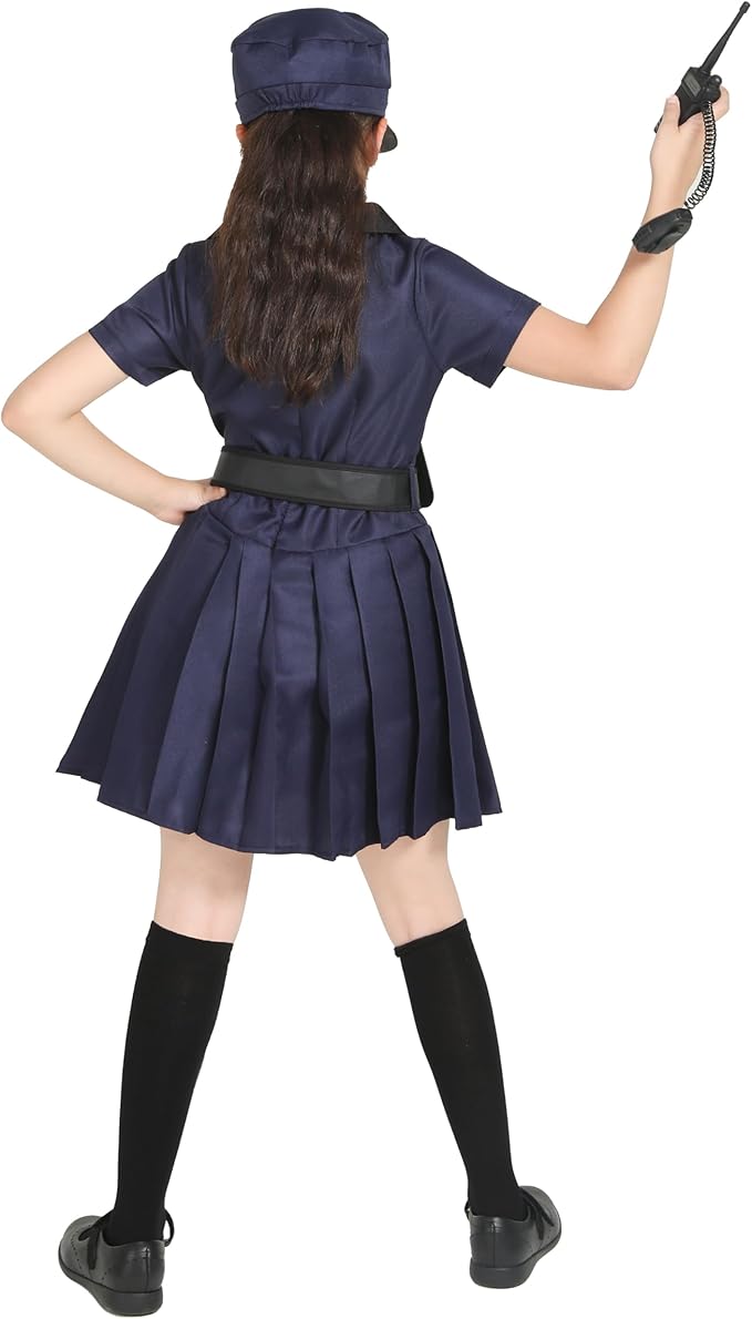 Career Day POLICE – Girls 6Pcs Police Costume for Kids - Image 7