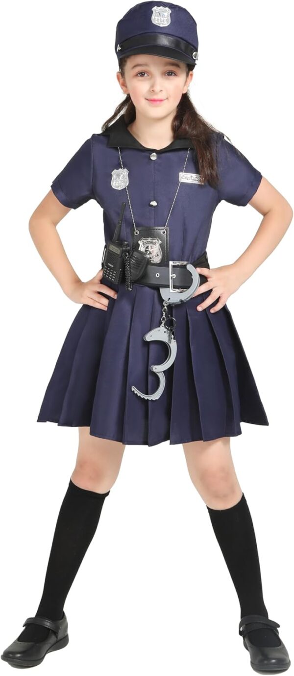 Career Day POLICE – Girls 6Pcs Police Costume for Kids - Image 2