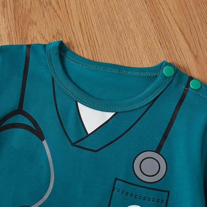 Career Day DOCTOR – Baby Boy Teal Surgeon Uniform with Hat + Booties SIZE 12-18MONTHS - Image 3