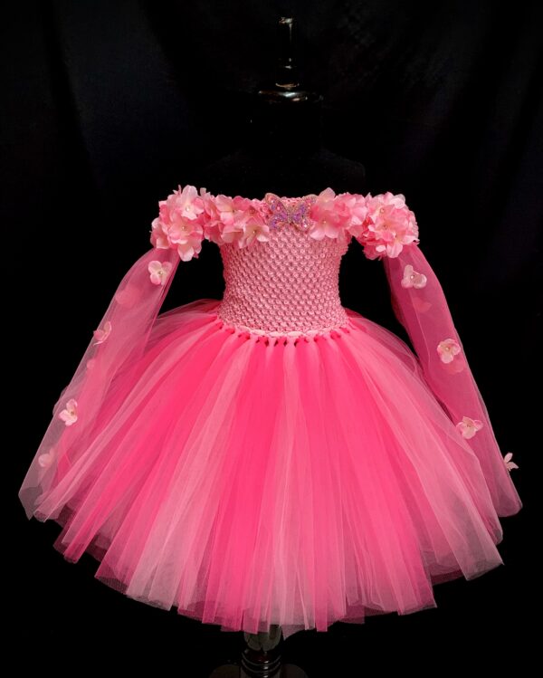 CUSTOM MADE Girls Tutu Gown- Elegant Pink Flower Girl Tutu Gown SIZE: FITS 3-4YRS - Image 4