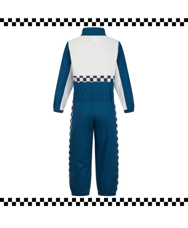 Career Day RACE CAR DRIVER – Boy Girl Racing Suit Kids Racer Jumpsuit Set with Cap Medal and Flags TEAL BLUE SIZE 12-14 - Image 2