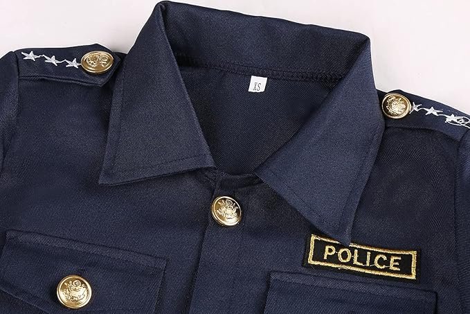 Career Day POLICE - Kids Police Cop Costume for Boys DK BLUE Police Officer Costume - Image 4