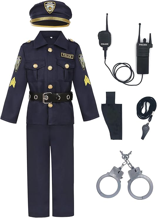 Career Day POLICE - Kids Police Cop Costume for Boys DK BLUE Police Officer Costume