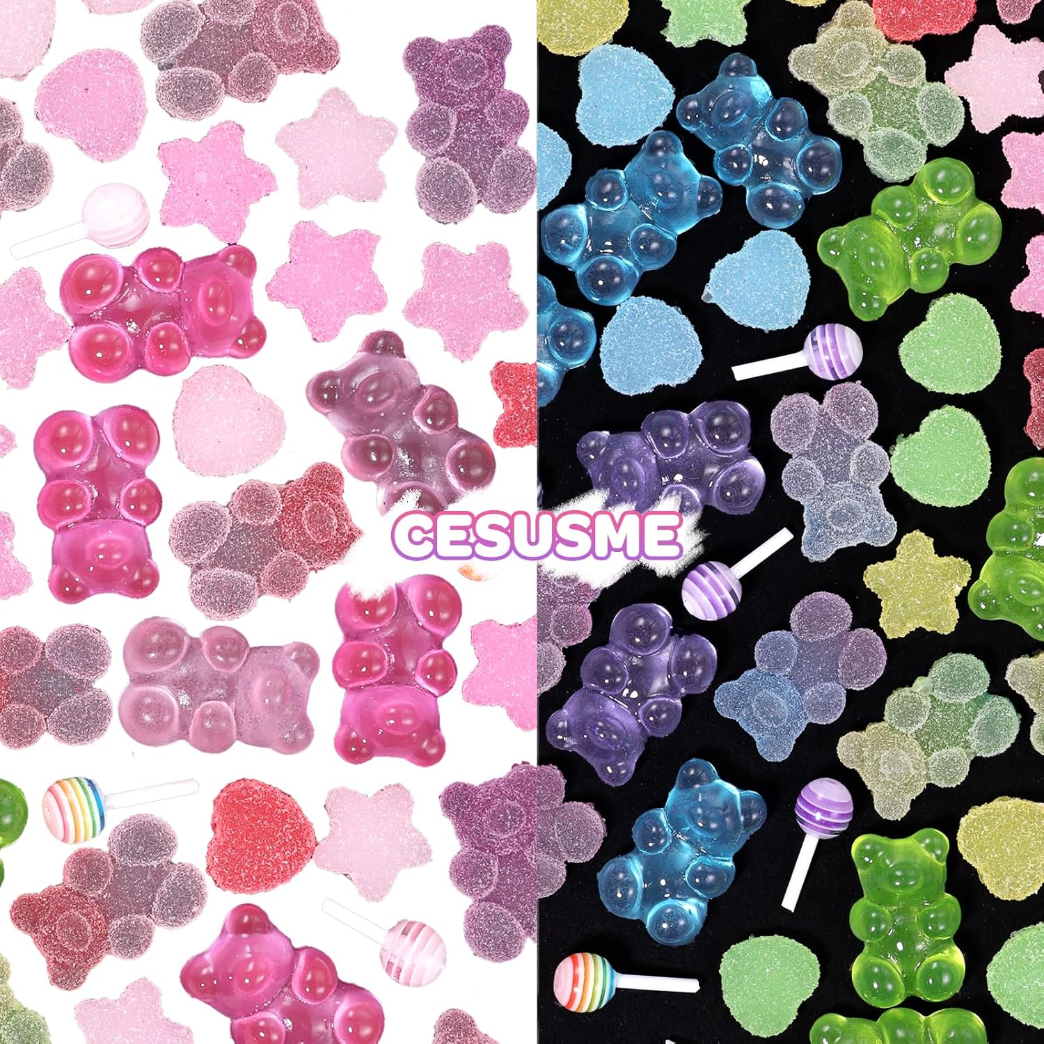 Candy Charms - 100pcs 3D MIXED Bear Lollipop Star Heart Candy Charms - Image 5