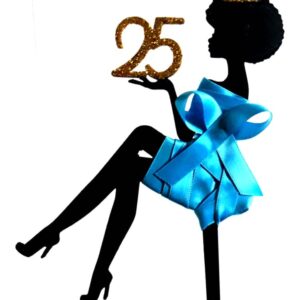 CUSTOM MADE Afro Queen ribbon model silhouette 25 Cake Topper