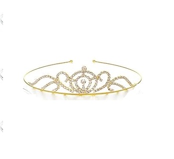 GOLD Tiara Crystal Rhinestone Headband 24
