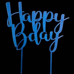 CUSTOM MADE Happy Bday Blue Cake Topper