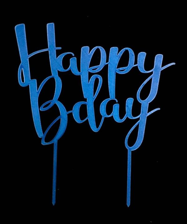 CUSTOM MADE Happy Bday Blue Cake Topper