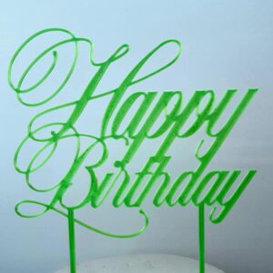 CUSTOM MADE Happy Birthday Lime Green Cake Topper