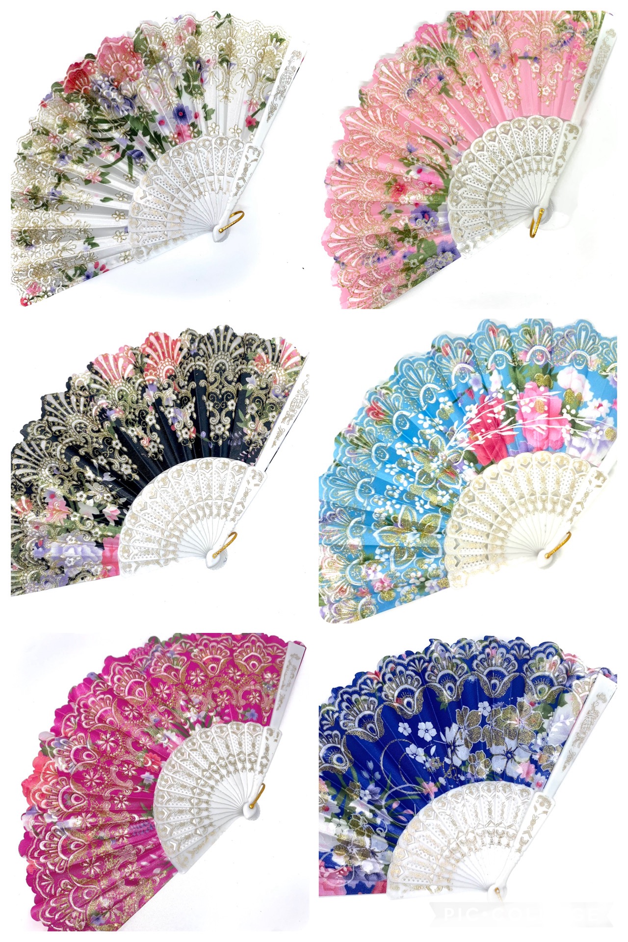 Folding Fan assorted flower Prints Folding Hand Held Fans