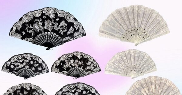 Folding Fan Black and White Novelty Hand Fans - Image 2