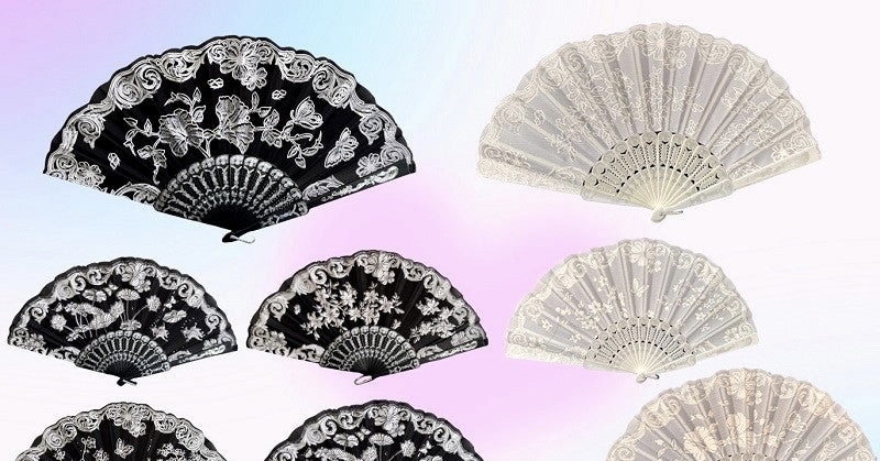 Folding Fan Black and White Novelty Hand Fans - Image 2