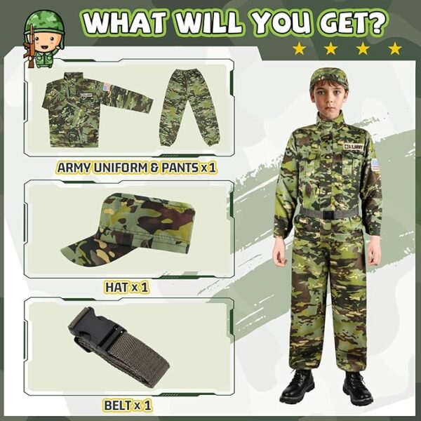 Career Day ARMY – Kids Military Forest Camouflage Costume - Image 3
