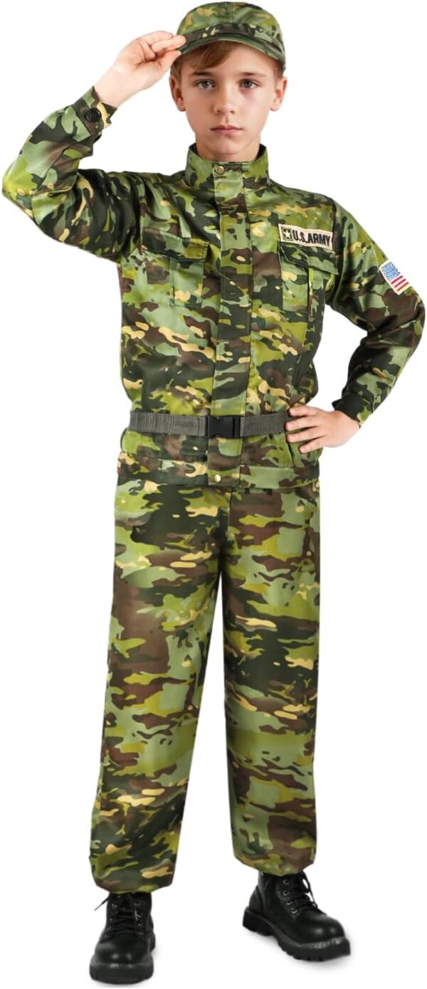 Career Day ARMY – Kids Military Forest Camouflage Costume - Image 2