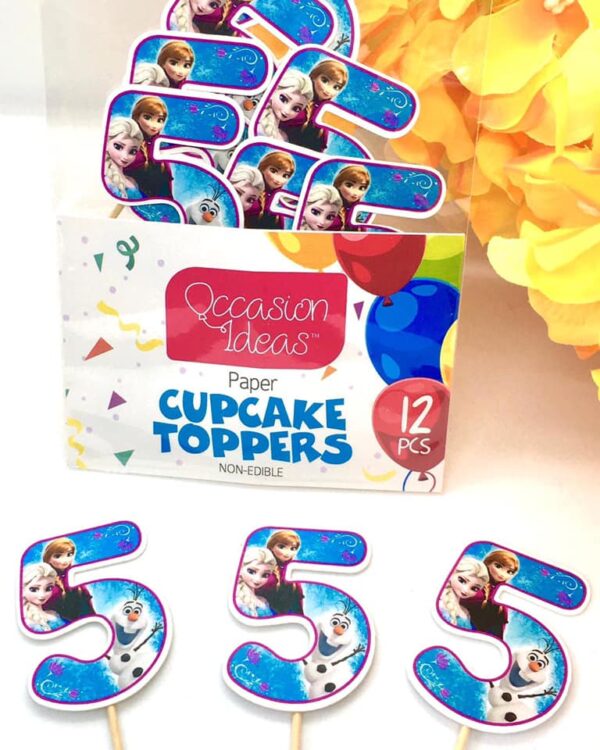 CUSTOM MADE 12pc Frozen #5 Cupcake Topper