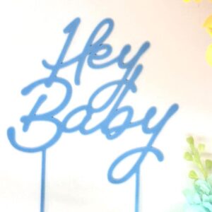 CUSTOM MADE Hey Baby Blue Cake Topper