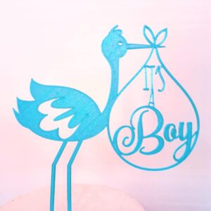 CUSTOM MADE It's a Boy Blue Stork Cake Topper