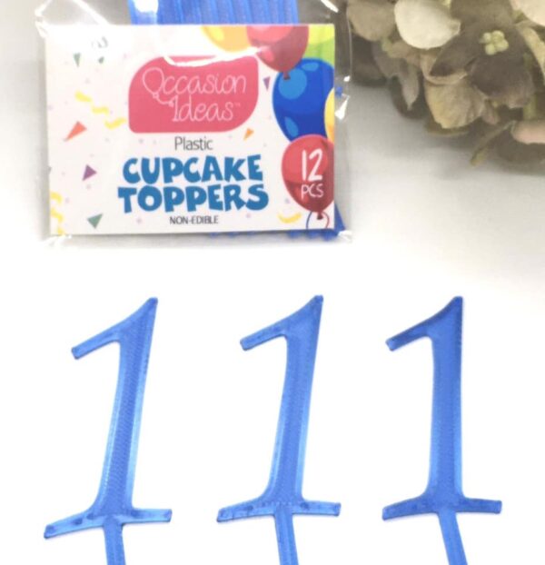 CUSTOM MADE 12pc #1 Blue Cupcake Topper