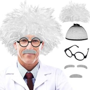 Crazy Wig - 4 PCS Old Man Mad Scientist Wig Set