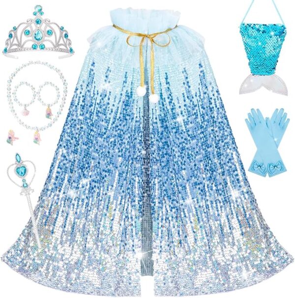 CAPE - SEQUIN CAPE ACCESSORY SET - ICE BLUE