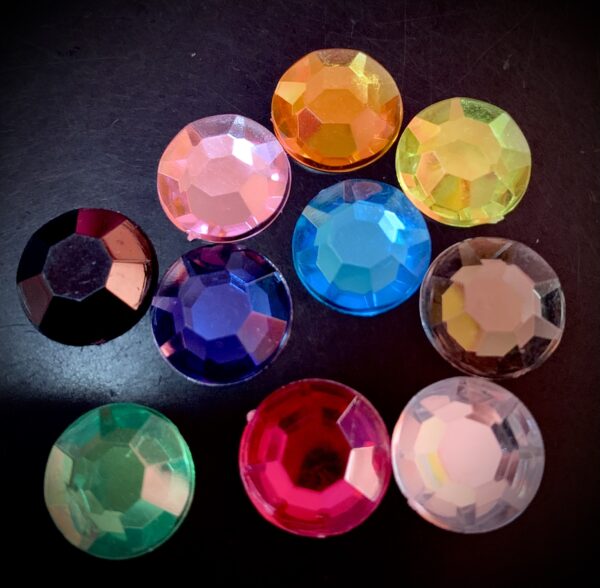 12mm Round Acrylic Rhinestones – 10pc No-Sew Rhinestones