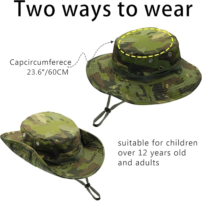 Army Wide Brim Military Boonie Bucket Cap Hat (Jungle Camo) - Image 5