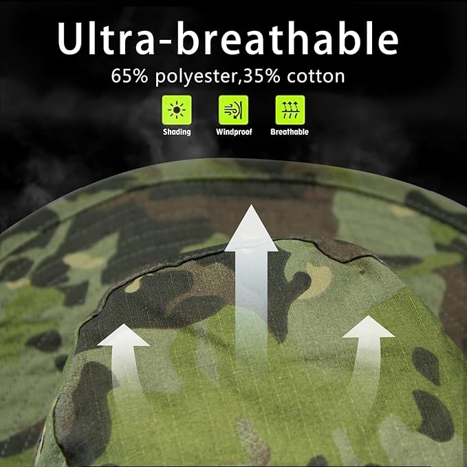 Army Wide Brim Military Boonie Bucket Cap Hat (Jungle Camo) - Image 4