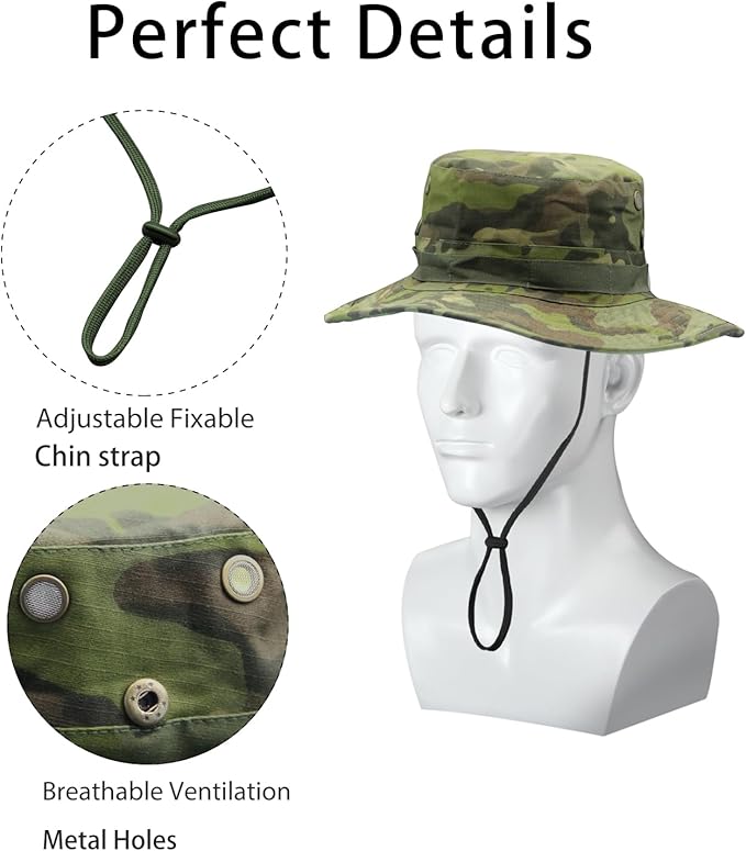 Army Wide Brim Military Boonie Bucket Cap Hat (Jungle Camo) - Image 3