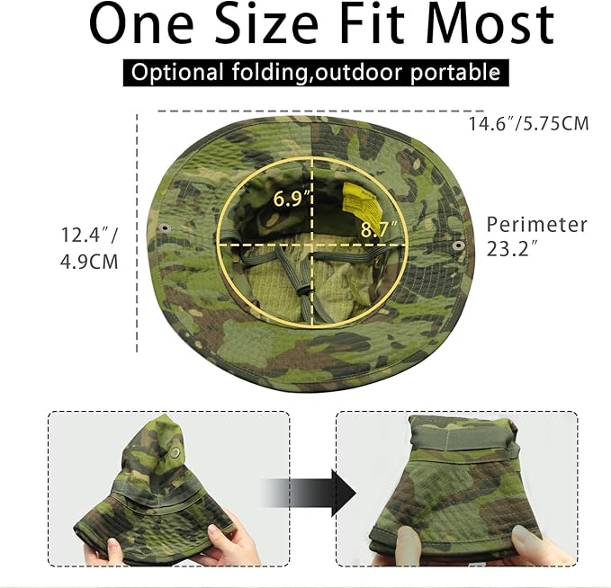 Army Wide Brim Military Boonie Bucket Cap Hat (Jungle Camo) - Image 2