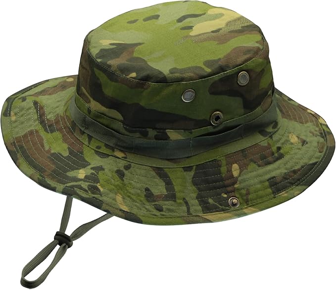 Army Wide Brim Military Boonie Bucket Cap Hat (Jungle Camo)