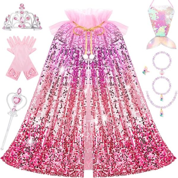 CAPE - SEQUIN CAPE ACCESSORY SET - PINK