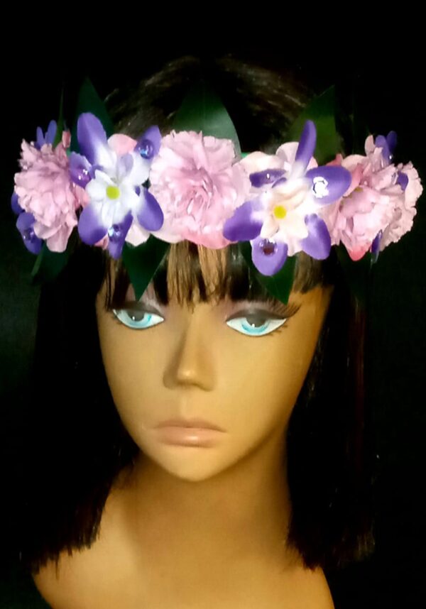 CUSTOM MADE ADULT Floral Fancy Headband - PINK/PURPLE