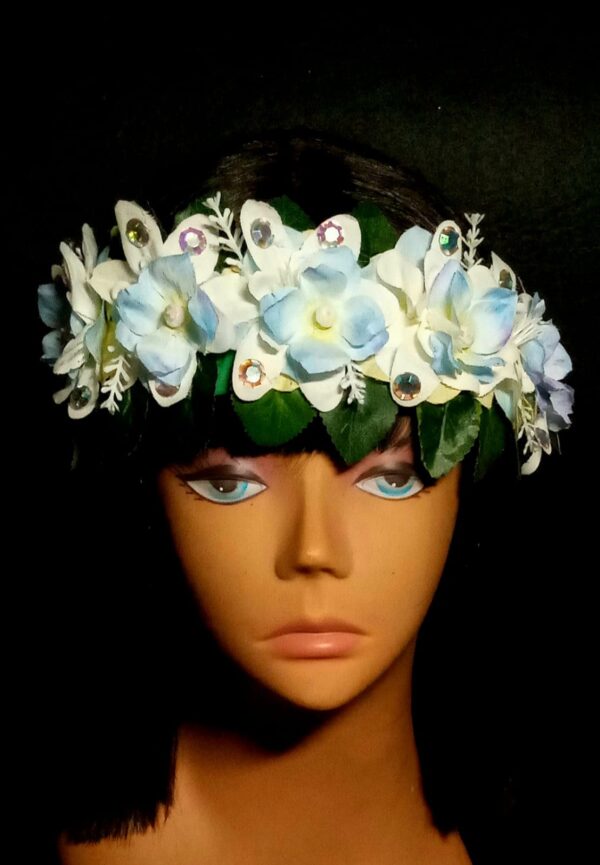 CUSTOM MADE ADULT Floral Fancy Headband - ICEY BLUE