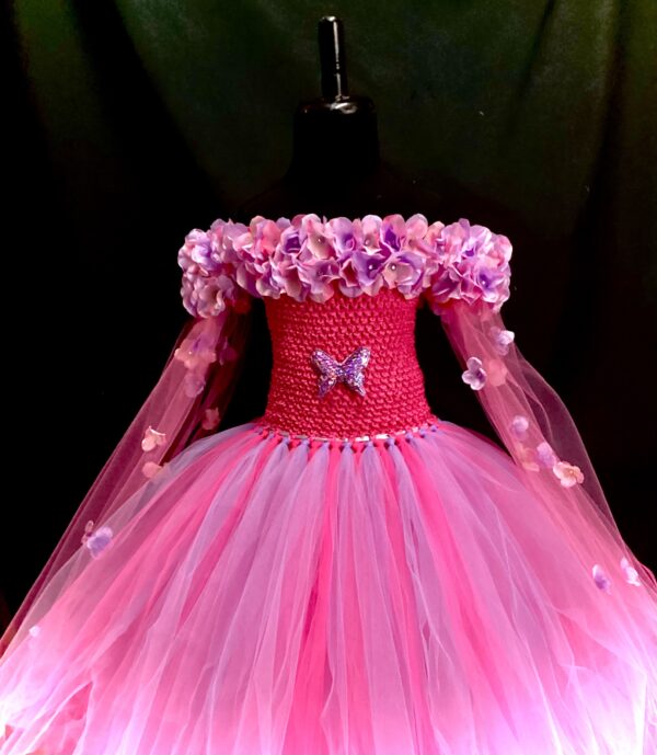 CUSTOM MADE Girls Tutu Gown- Elegant Pink-Lilac Flower Girl Tutu Gown SIZE: FITS 4-6YRS