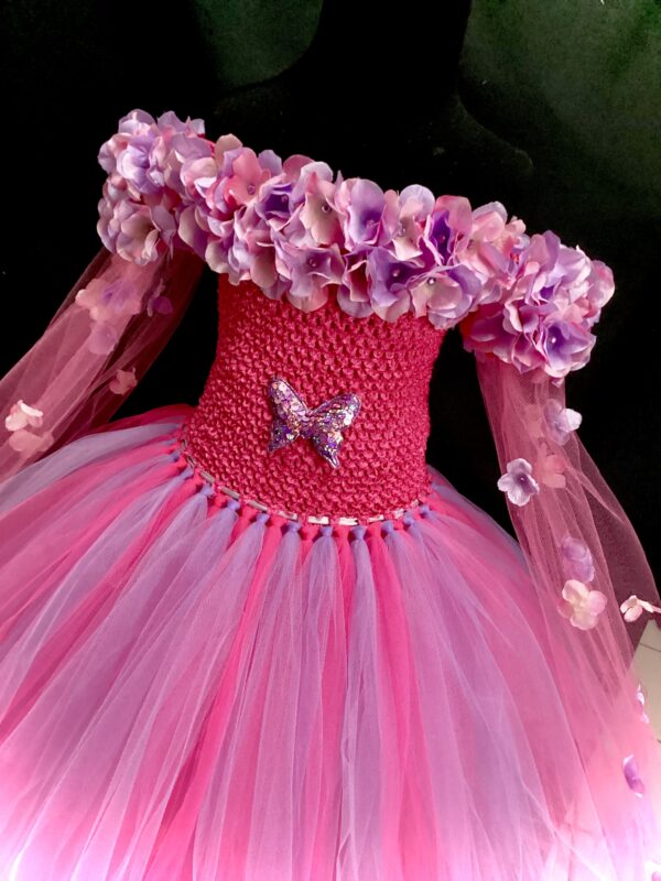 CUSTOM MADE Girls Tutu Gown- Elegant Pink-Lilac Flower Girl Tutu Gown SIZE: FITS 4-6YRS - Image 2