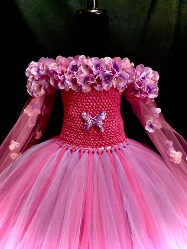 CUSTOM MADE Girls Tutu Gown- Elegant Pink-Lilac Flower Girl Tutu Gown SIZE: FITS 4-6YRS - Image 3