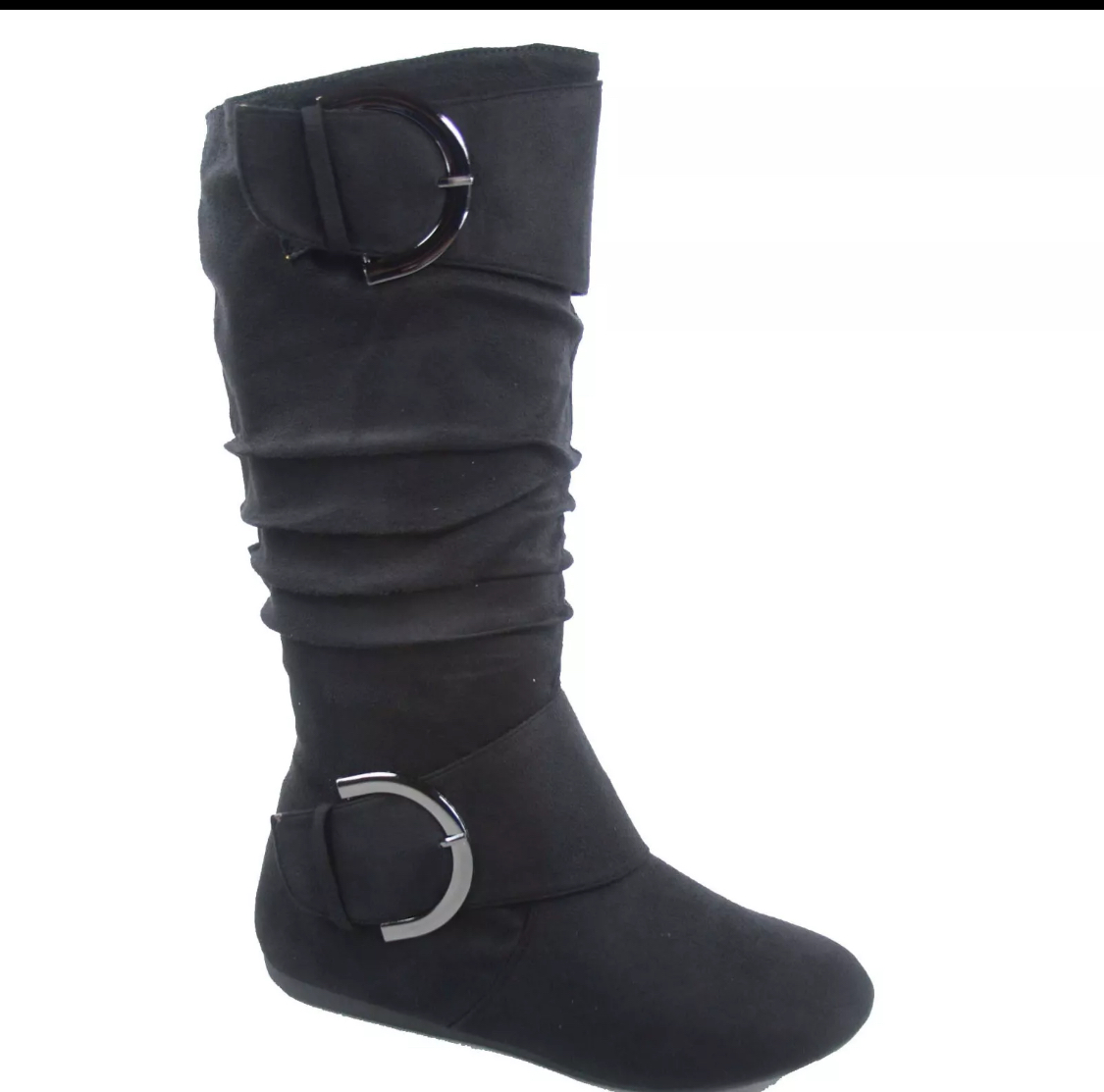 MID CALF BOOTS - BLACK- SUEDE Women’s Mid-Calf round tie BUCKLE Boots SIZE: 11
